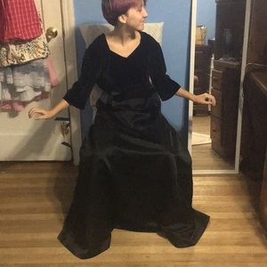 Black Velvet & Satin Dress - Vintage